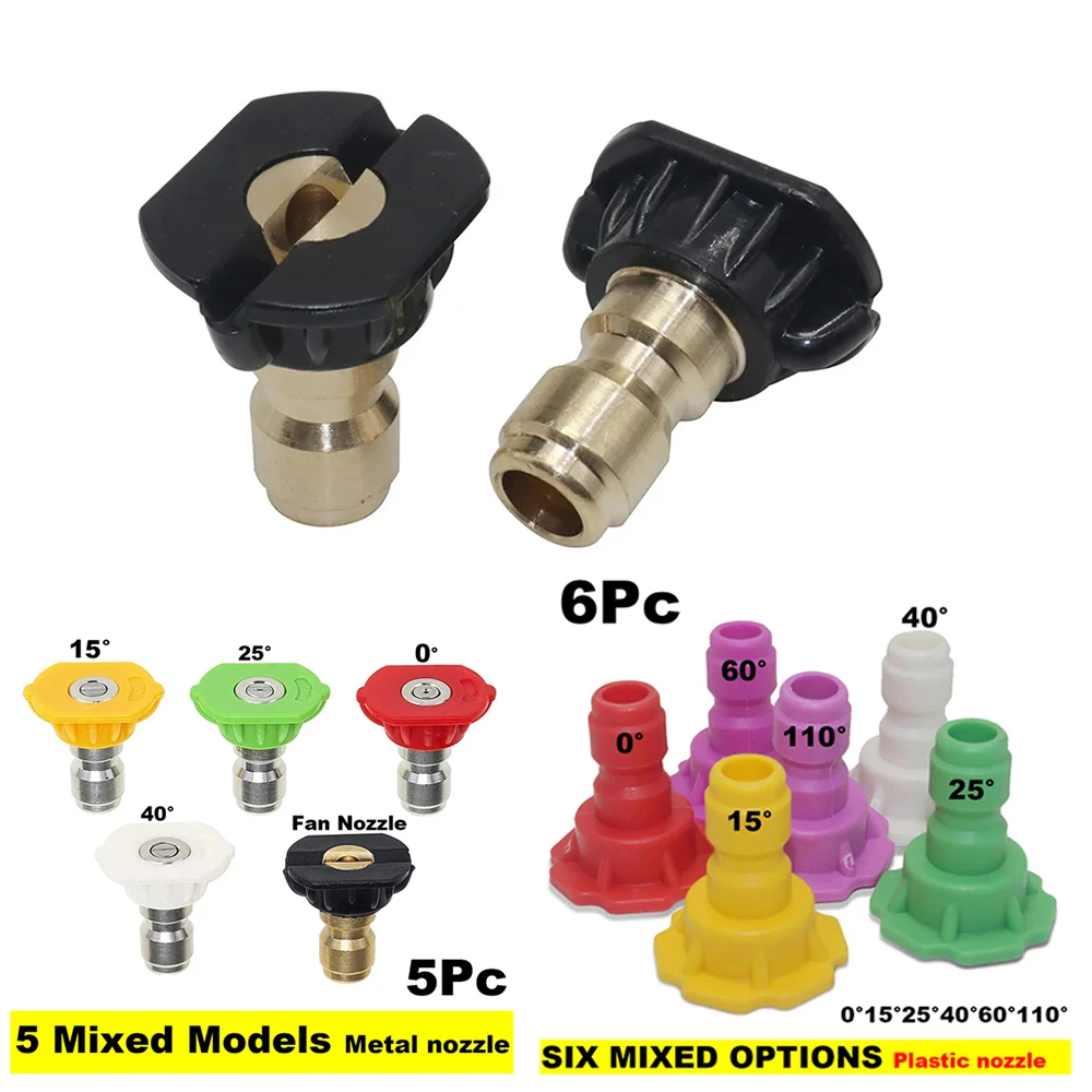 1 Pcs 1/4" Quick Connect Garden High Pressure Washer Spray Nozzle 0 15 25 40 65 Degree Watering Soap Nozzle Tip Garden Cleaning