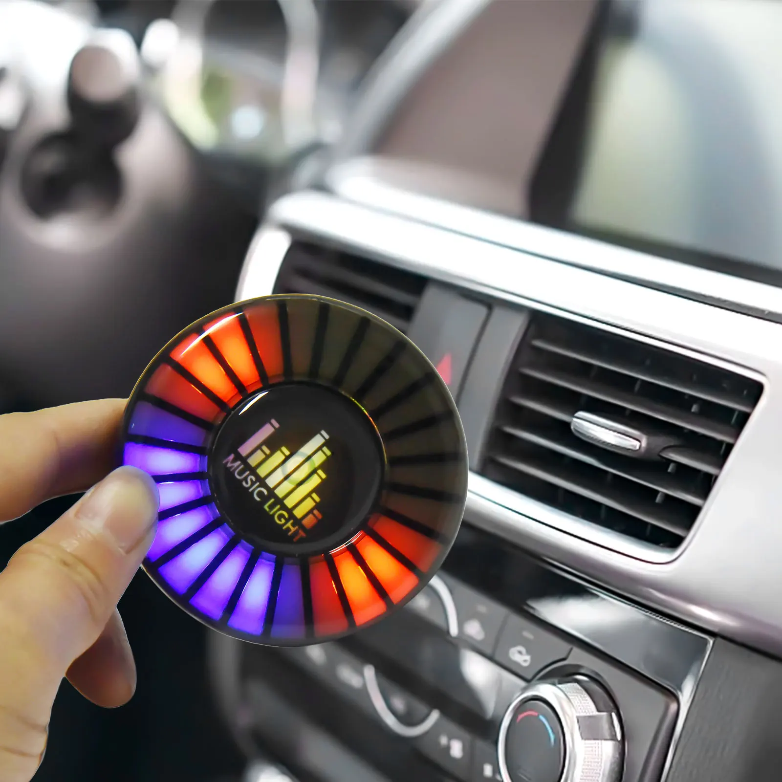 Car Music Rhythm Lamp Air Freshener RGB LED Strip Sound Atmosphere Light Syncs With Music Customizable Colors Mobile App Operate