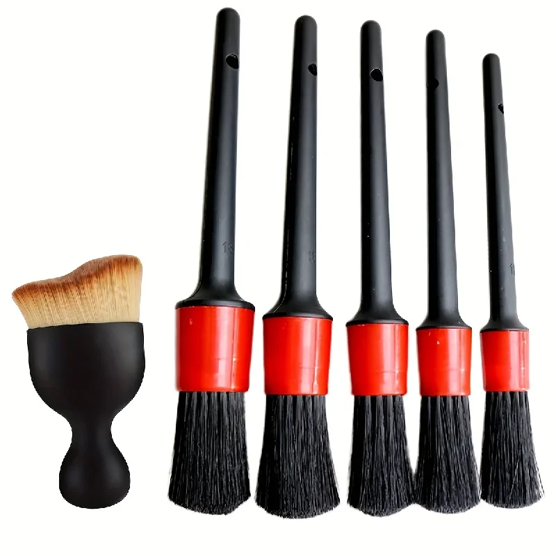 6Pcs Car Wash  Detailing Brush Set,for cleaning wheels, dashboards, vents and more,Car Cleaning Brushes, Car Accessories