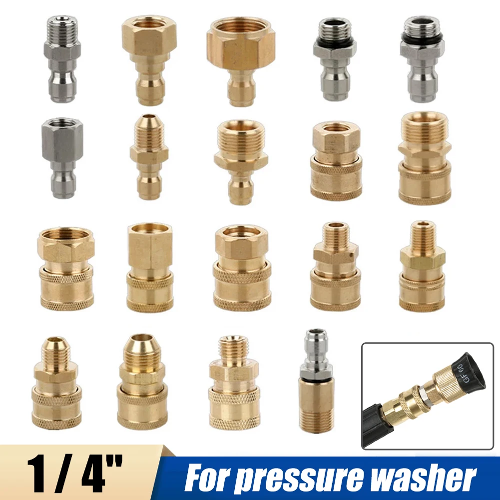 Pressure Washer Brass Adapter Connector Kit 1/4 Quick Disconnect M14 M22 Male Female Coupler for Car Washing Garden Hose Tool