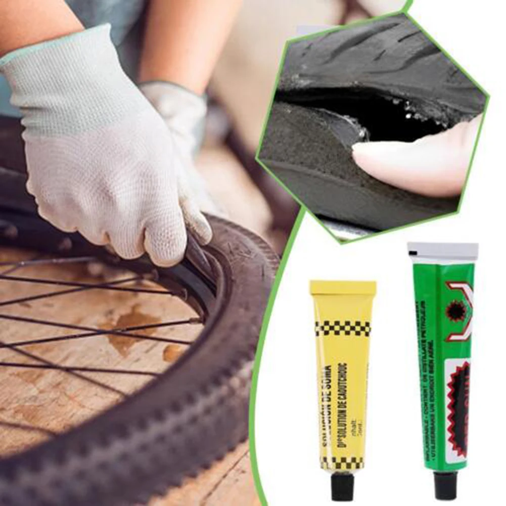 Car Motorcycle Bike Tire Repair Tools Tyre Puncture Repairing Tool With Repair Rubber Strips Tire Quick Repairing Adhesive