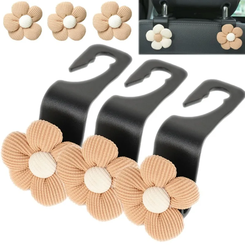 Car Seat Headrest Hook Cute Flower Decoration Auto Seat Hook Hanger Storage Organizer for Purse Coat Bag Interior Accessories