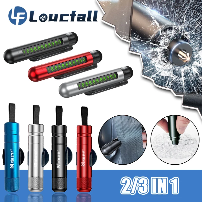 Alloy Car Safety Hammer Seat Belt Cutter With Car Phone Number Card Car Window Breaker Tool Escape Emergency Hammer Rescue Tool