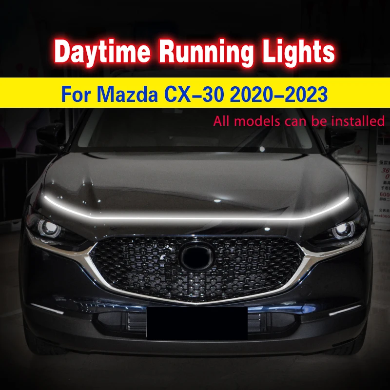 For Mazda CX-30 2020-2023 12V LED Daytime Running Light Fog Lam Auto Decorative Atmosphere Lamps Waterproof Flexible Car DRL
