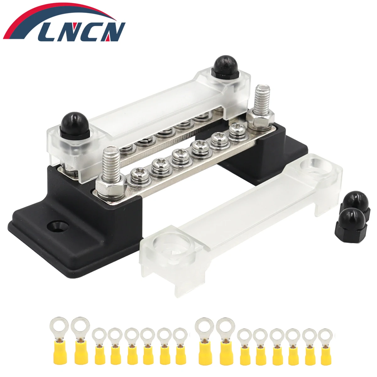 12 Way Bus Bar Terminal Block Dual Row 12 Terminal Bus Bar Kit 150A Ground Power Distribution Block for Car Boat Trailer RV