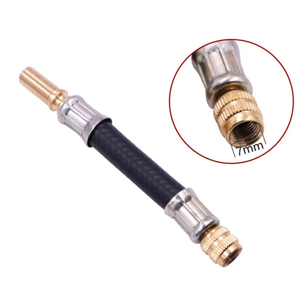 Air Pump Extension Tube 100/130/150/180/210mm Copper Tire Valve Extension Adapter For Vehicle Tire Fill Tools Pole Rubber Hose