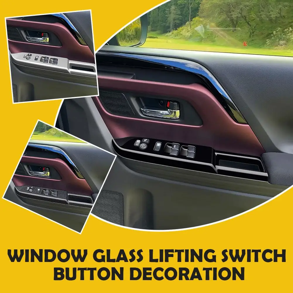 Car Window Glass Lift Switch Button Trim Cover Frame Sticker For 2024 Suzuki Spacia Custom M K54S M K94S S4U2