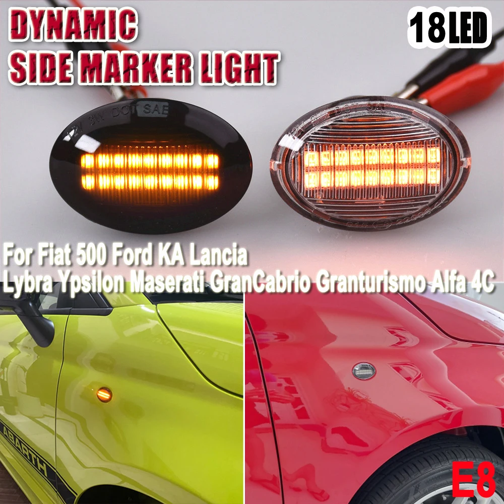 2X LED side marker light turn signal lamp clear for FIAT 4S 63 3P NUOVA 500 ABARTH Ford KA DESDE Lancia YPSILON Maserati