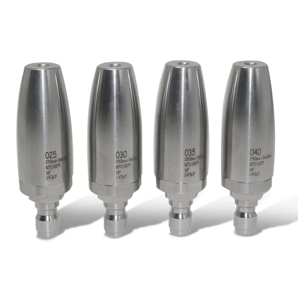 1/4 Sewer Jetter Nozzle for Pressure Washer Stainless Steel Drain Cleaning Tips for Power Washer Button Nose Jet Nozzle Rotating