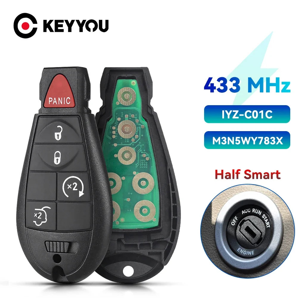 KEYYOU Remote Car Key 434Mhz M3N5WY783X For Chrysler 300C Voyager 2008 2009 2010 for Jeep Cherokee for Dodge Caliber Journey