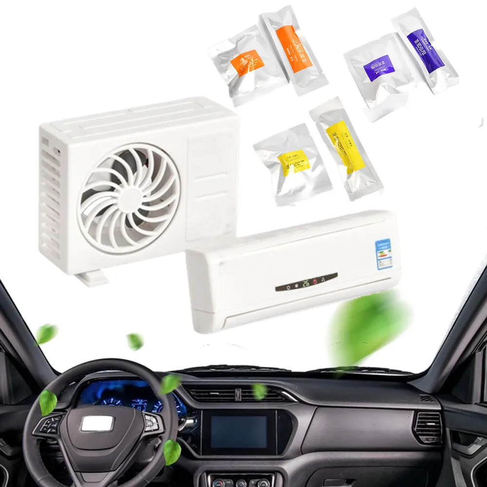 1 Set Mini Air Conditioning Solar Car Air Freshener Creative Gifts Car Air Vent Perfume Diffuser Clip Solar Fragrance Decorative