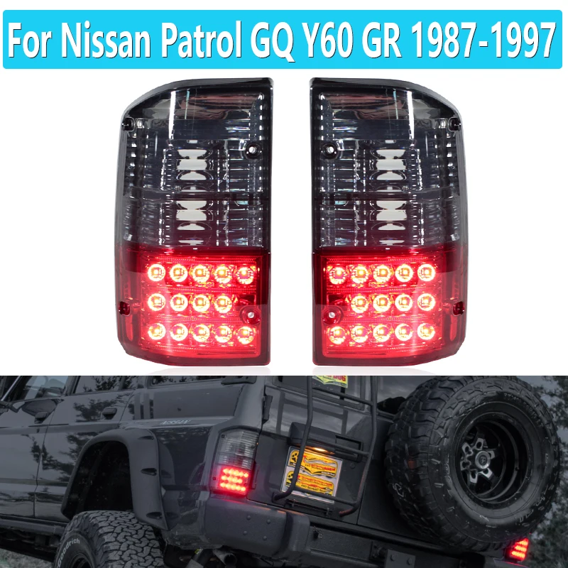 1 Pair Black Red Smoked Rear Tail Light For Nissan Patrol GQ Y60 GR 1987-1997 26555-05J00 26550-05J00 LED Brake Lamp Accessories