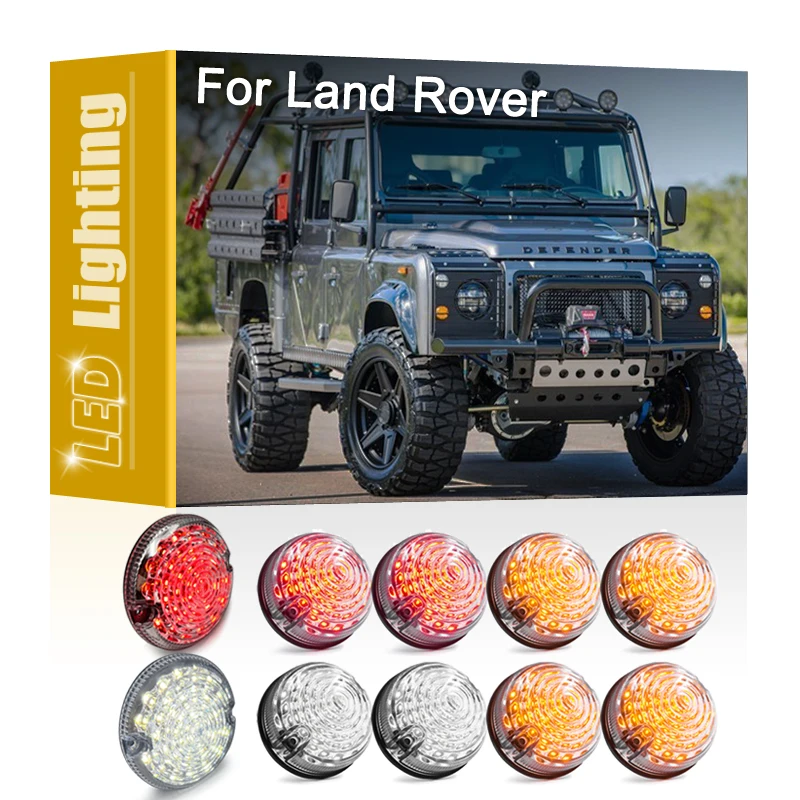 10pcs Clear Lens Turn Signal Rear Fog Reversing Light Defender Complete LED Lamp Upgrade Kit For Land Rover Defender 1990-2016