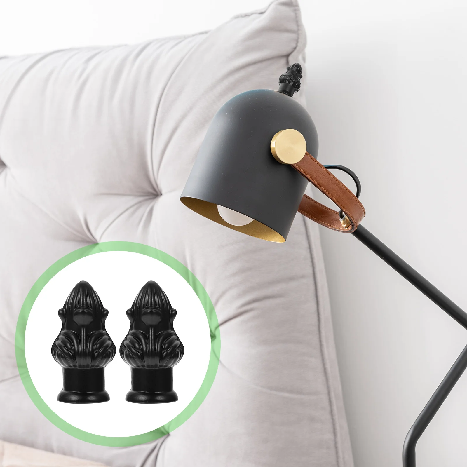 2 PCS Shade Knob Lighting Ceiling Finial Black Floor Lamps Parts Out Curtain Rod Lampshade Finials European Style
