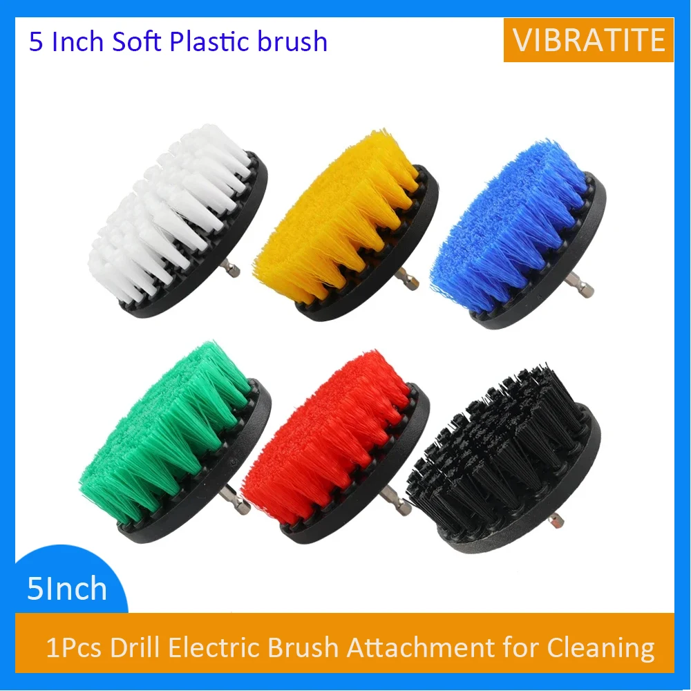 Power Brush Tile Drill Cleaning Brush, Scrubber, Attachment for Cleaning Bathroom, Shower Tile Corners, Automotive, 5in, 1PC