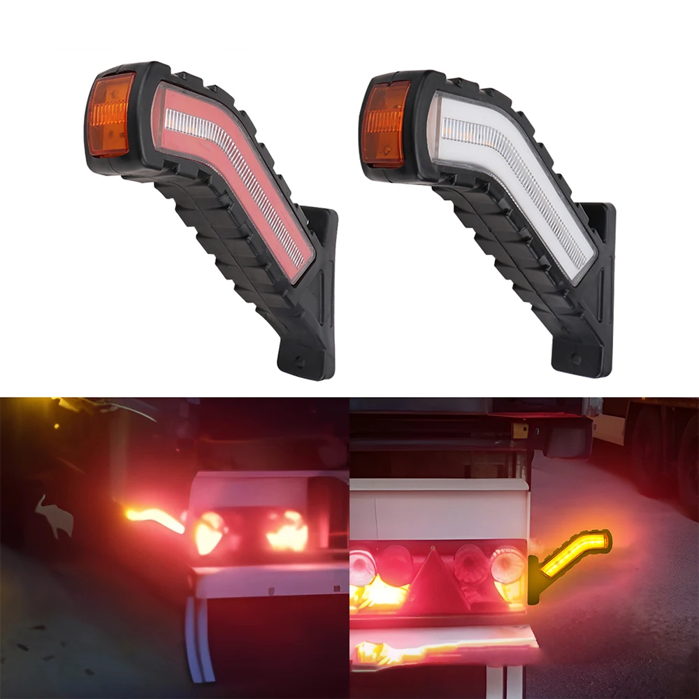 2pcs Truck LED light assembly Side warning lights flashing light LED indicator taillights Strobe Signal Lamp white red yellow