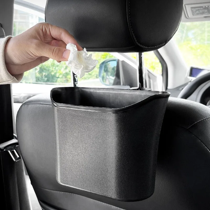 Car Interior Trash Bin Organizer Universal Door Seat Headrest Clip Holder Garbage Box ABS Round Trash Can