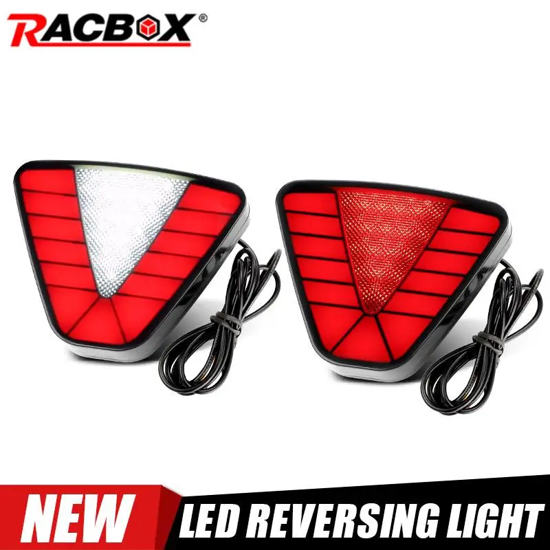 New LED Tail Brake Light Pilot Stop Safety Flash Reversing Lamp Rear Warning Signal Indicator Red White for Car Pickup Truck SUV