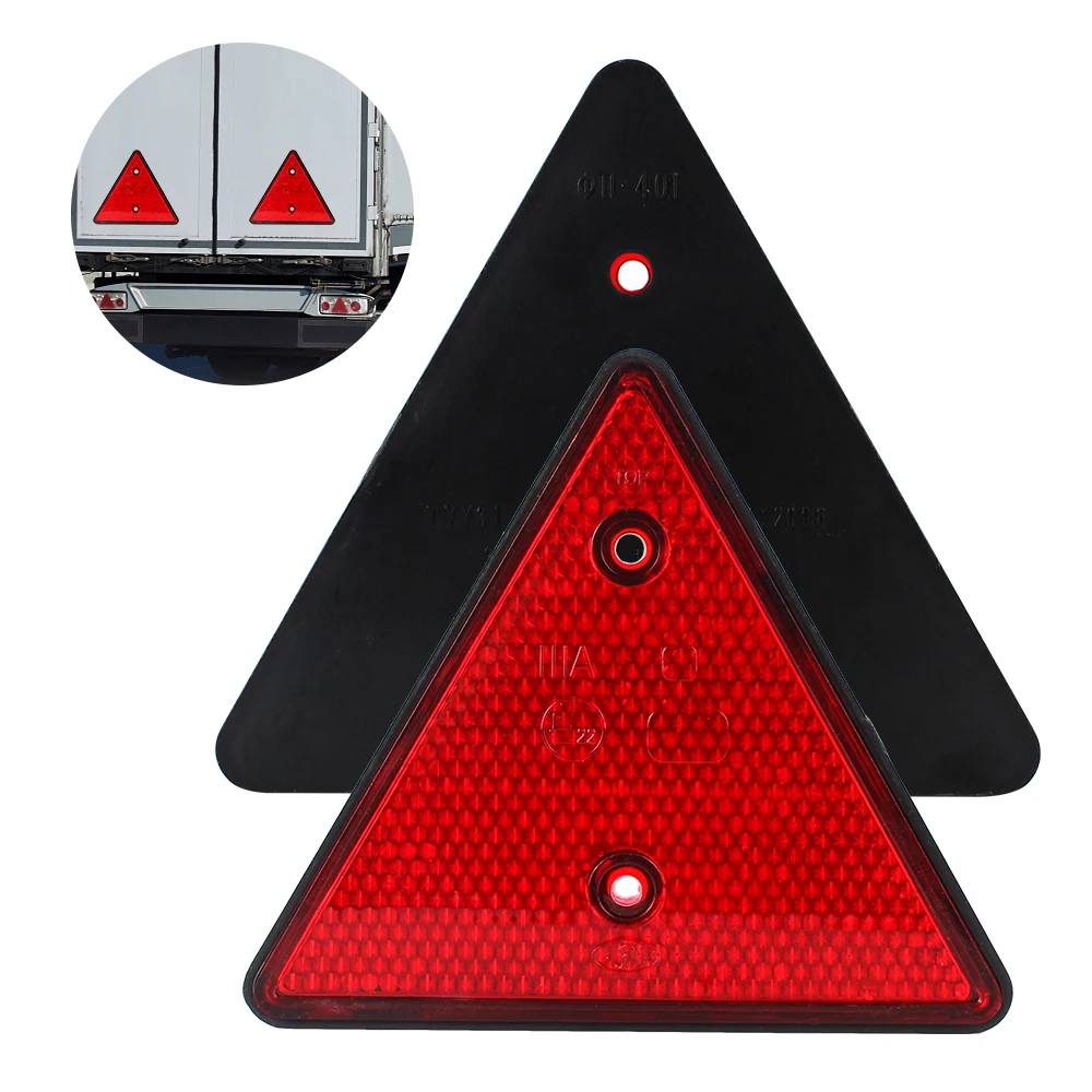 Red Triangle Truck Reflectors Reflective Light Sticker Plates Taillights Safety Warning Trailer Rear Side Marker Car Accessories