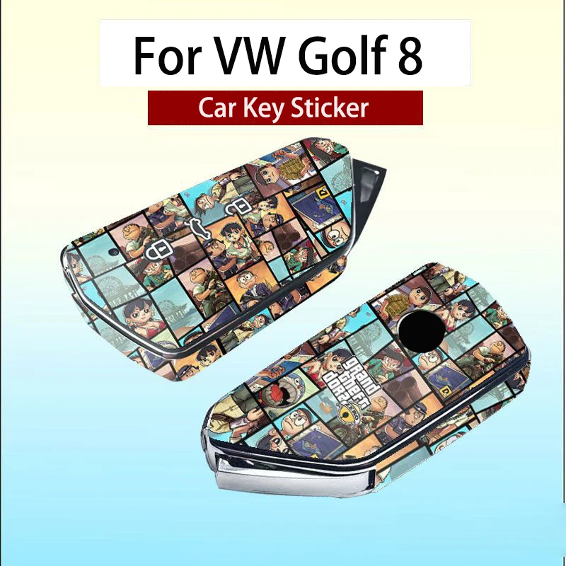Fashion Key Sticker for VW Golf 8 Mk8 GTI GTD R ID3 ID4 2020 Car Key Case Cover Fob Decoration Protective Film Pattern Sticker