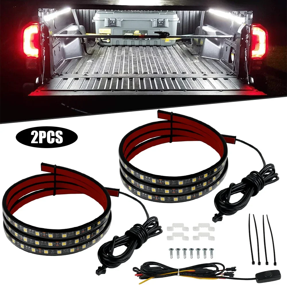 2PCS LED Truck Bed Running Light 60" White Color Flexible Strip Decorative Ambient Lamp for GMC Sierra 1500 Pickup RV Vans Yukon