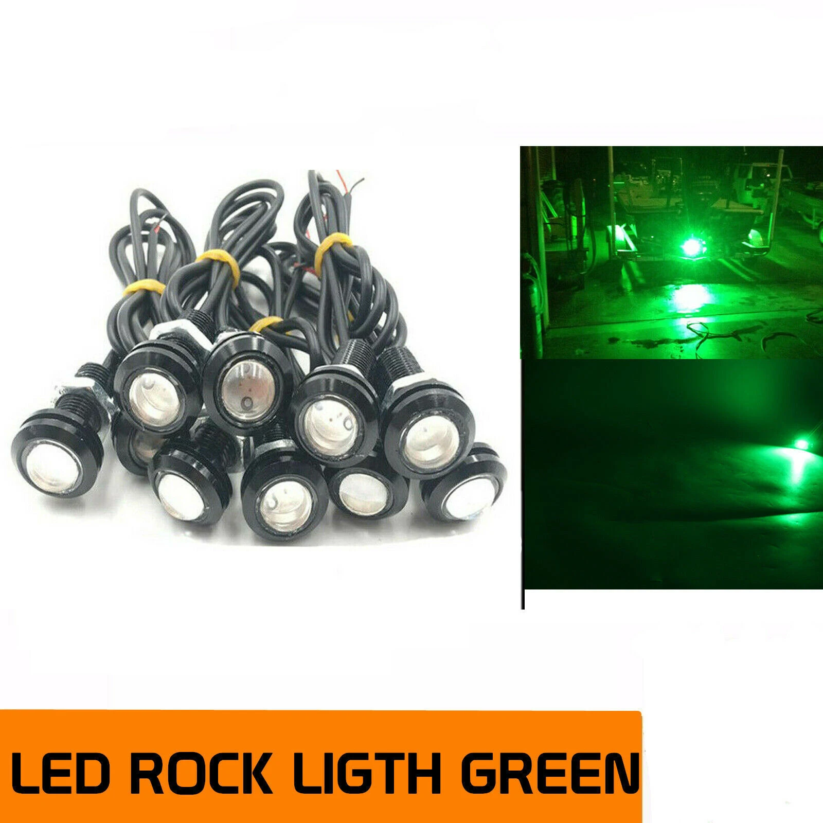 10X 9W Green LED ATV OFF ROAD Underbody BoatUnderglow Rock Neon Light Pods Truck