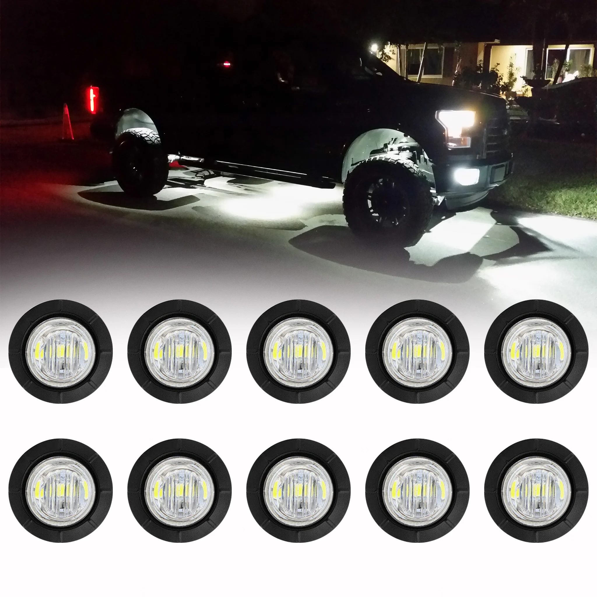 Mini 10 Pods LED Rock Lights Waterproof Round Underbody Underglow Wheel Light For Car Jeep Truck Offroad RZR UTV ATV Boat