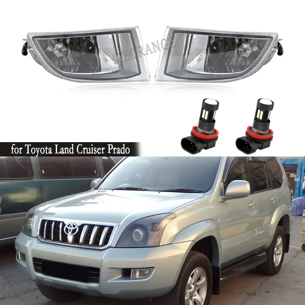 Led Fog Lights for Toyota Land Cruiser Prado 120 2002-2006 2007-2009 Headlight Clear Lens Fog Lamps Driving Lamp car acceesories