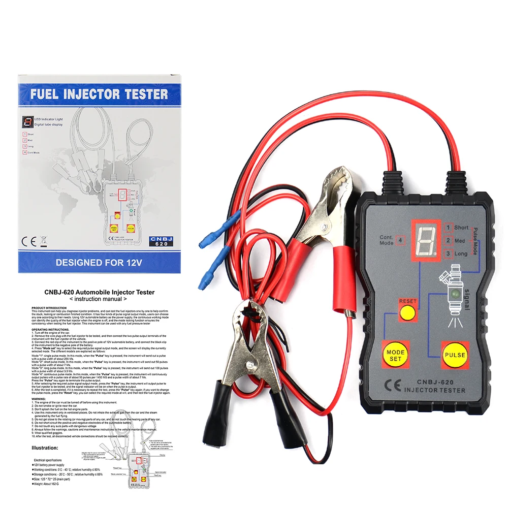 Injector Flush Cleaner Professional Car Fuel Injector Tester Fuel System Scan Tool 4 Pluse Mode Automotive Cleaning Tool Kit