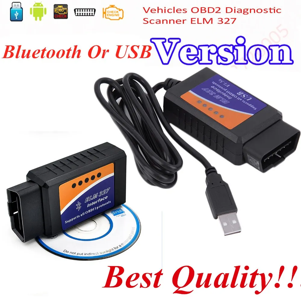 Super ELM327 USB Cables Adapter For Most OBD2 Vehicles OBD2 Diagnostic Scanner elm 327 v 1.5 bluetooth OBD2 Scan Free Shipping