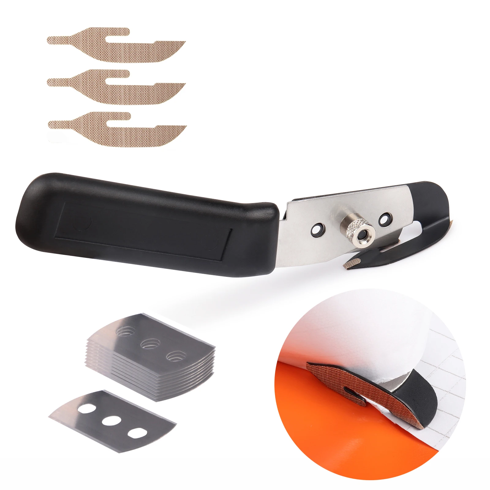 FOSHIO Car Wrapping Foil Knife Covering Film Window Tint Vinyl Cutter Carbon Sheet Cutting Tool with PTFE Tape 10pcs Metal Blade