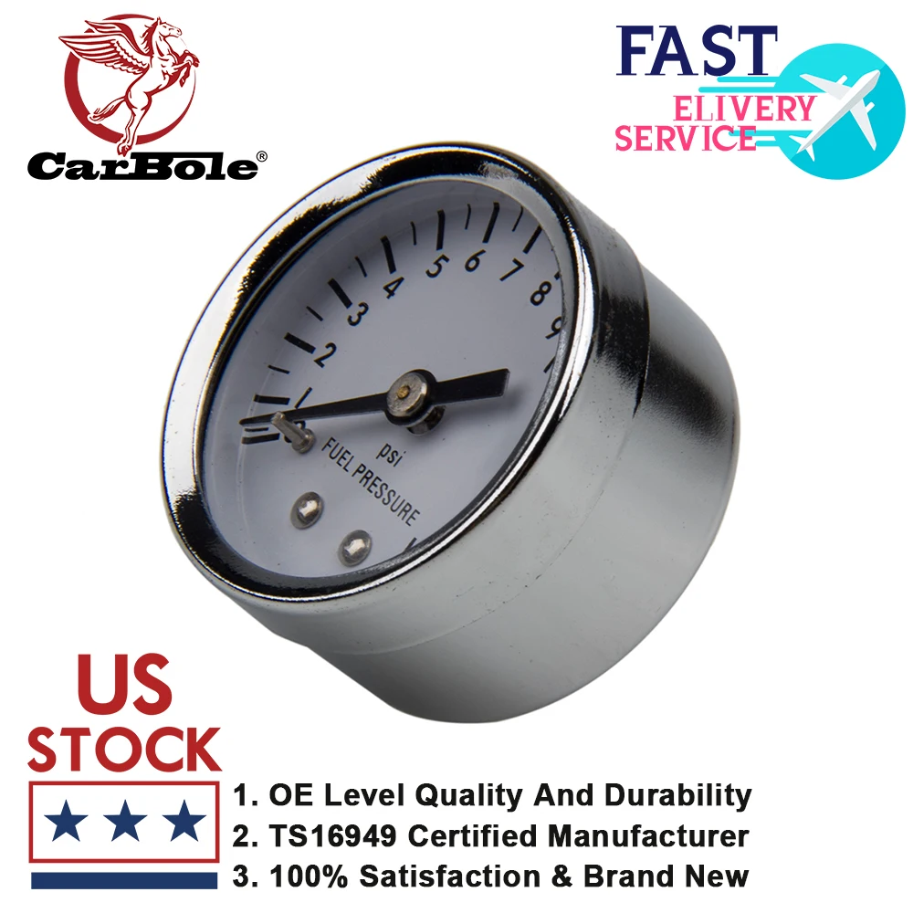Carbole Brand High Performence Silver 1561 Filled 0-15 PSI Fuel Pressure Gauges 1-1/2 Inch Diameter 38.00mm