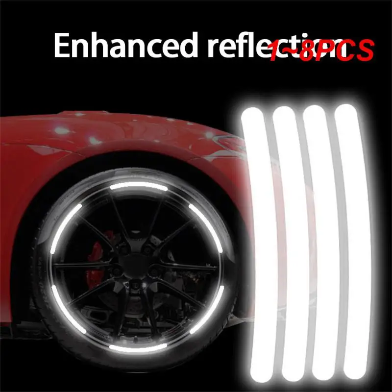 1~8PCS Strong Adhesive Force Tire Warning Stickers Waterproof Tire Rim Reflective Strips Luminous Sticker Stylish Personalized