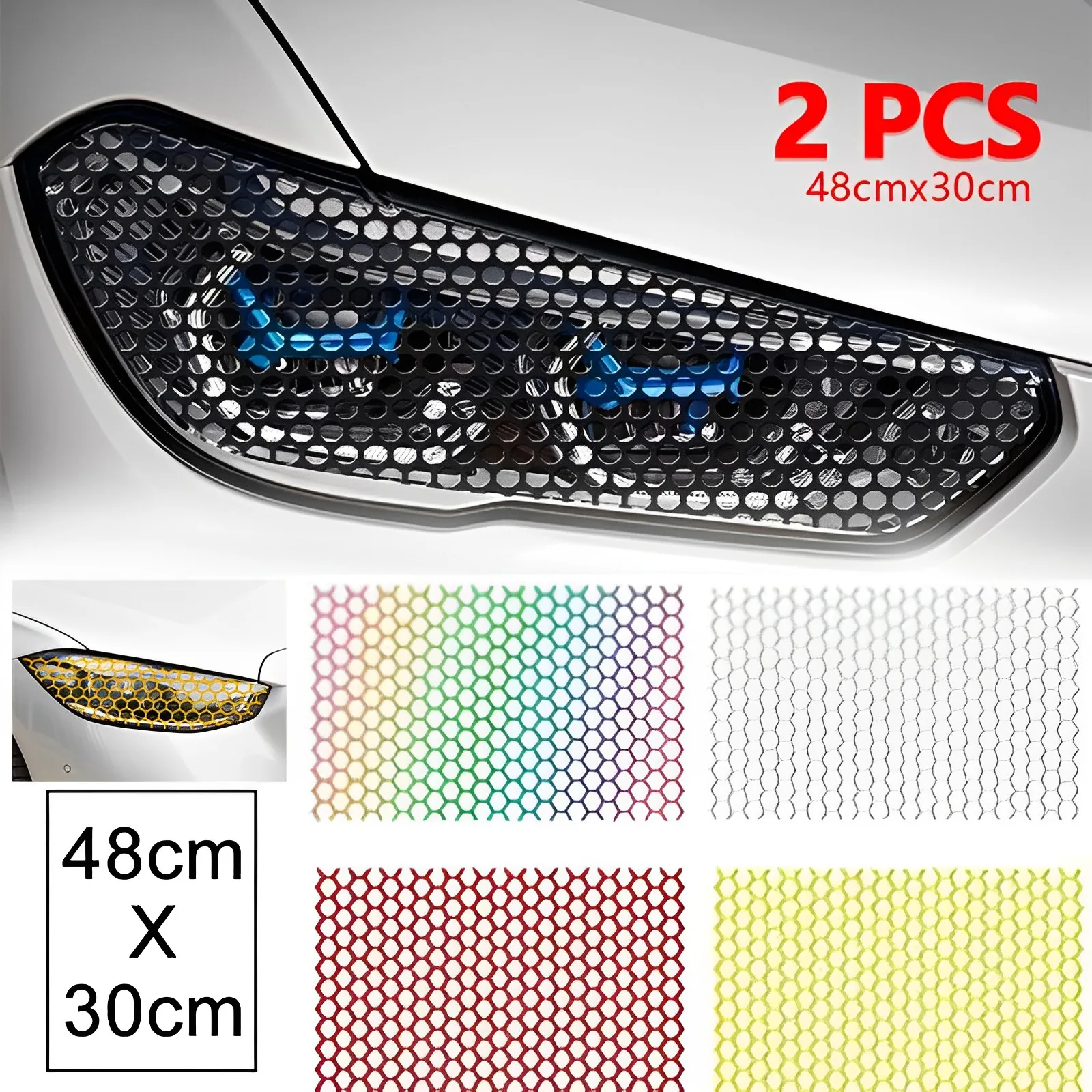 Car Honeycomb Sticker Auto Rear Tail Light Cover Reflective Multicolor Tail-lamp Decal Car Exterior Styling Accessories 48*30CM