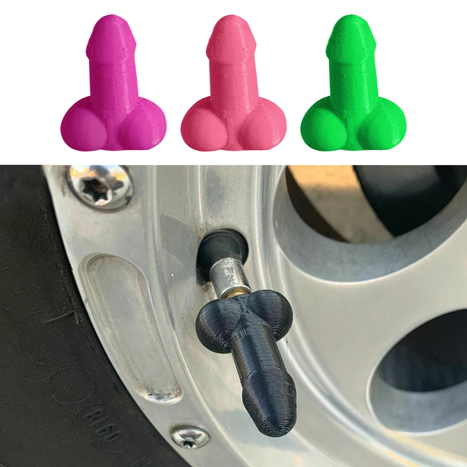 4Pcs Penis Tire Valve Covers Tire Valve Stem Caps Air Cap Universal Fluorescent Tire Valve Caps for Car Truck SUV