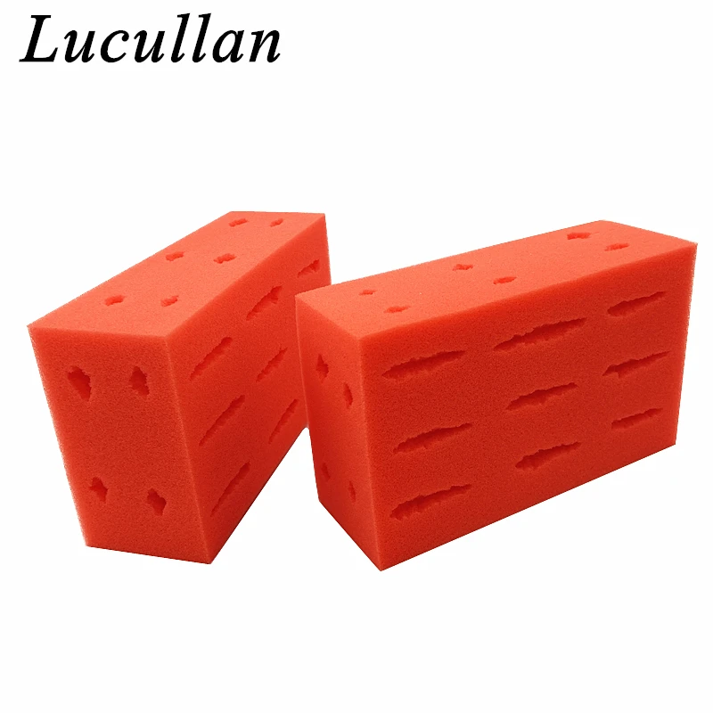 Lucullan High Density Car Wash Sponge -Orange Square Shaped Clean Tools Strong Soap and Water Absorbency
