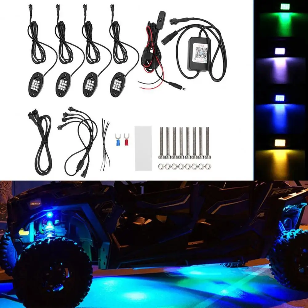 4Pcs Waterproof RGB Multi-Colors 24"/36" Car Truck Underglow Under Body Lamp Neon Accent LED Tube Lights Kit