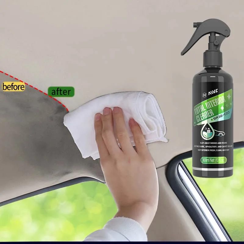 Car Interior Cleaner Fabric Roof AIVC Total Cleaning 50ml Washing-Free Safety Belt Leather Seat Stain Removal Car Wash Detailing