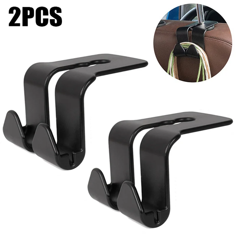 Upgrade Double Head Hooks Car Rear Seat Hanging Holder Interior Hook Organizer Back Seats Headrest Hanger Hook Car Accessories