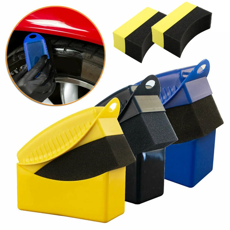 Car Tire Wheel Polishing Sponge Brush with Cover Auto Tyre Brushes Waxing Washing Tools Tire Detail Cleaning Care Accessories