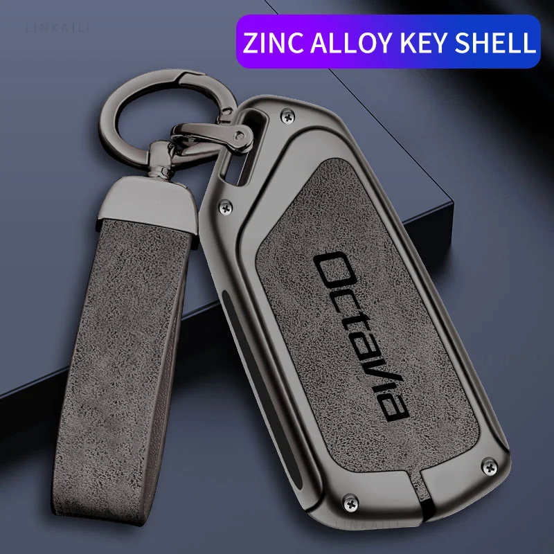 Zinc Alloy Car Key Case Cover for Skoda Octavia 2 3 rs Custom Logo Protector Holder Shell Bag Keychain Interior Accessories