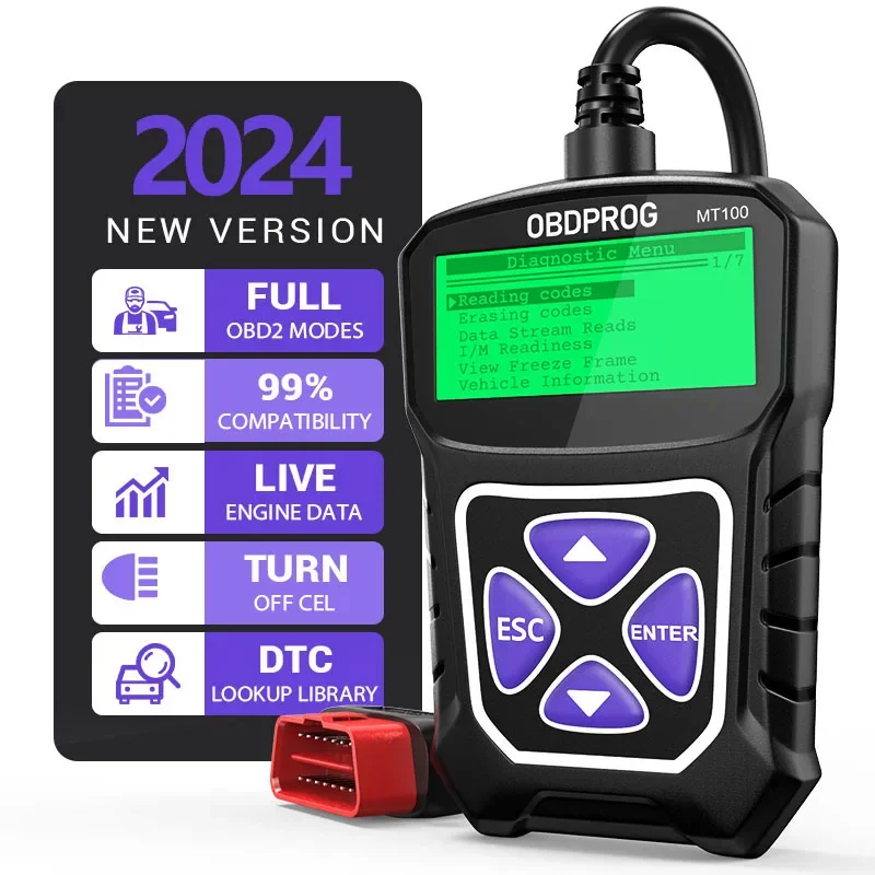OBDPROG MT100 OBD2 Automotive Scanner Professional Code Reader Scanner Tool Auto Car Diagnostic Tool EOBD Engine Check PK ELM327