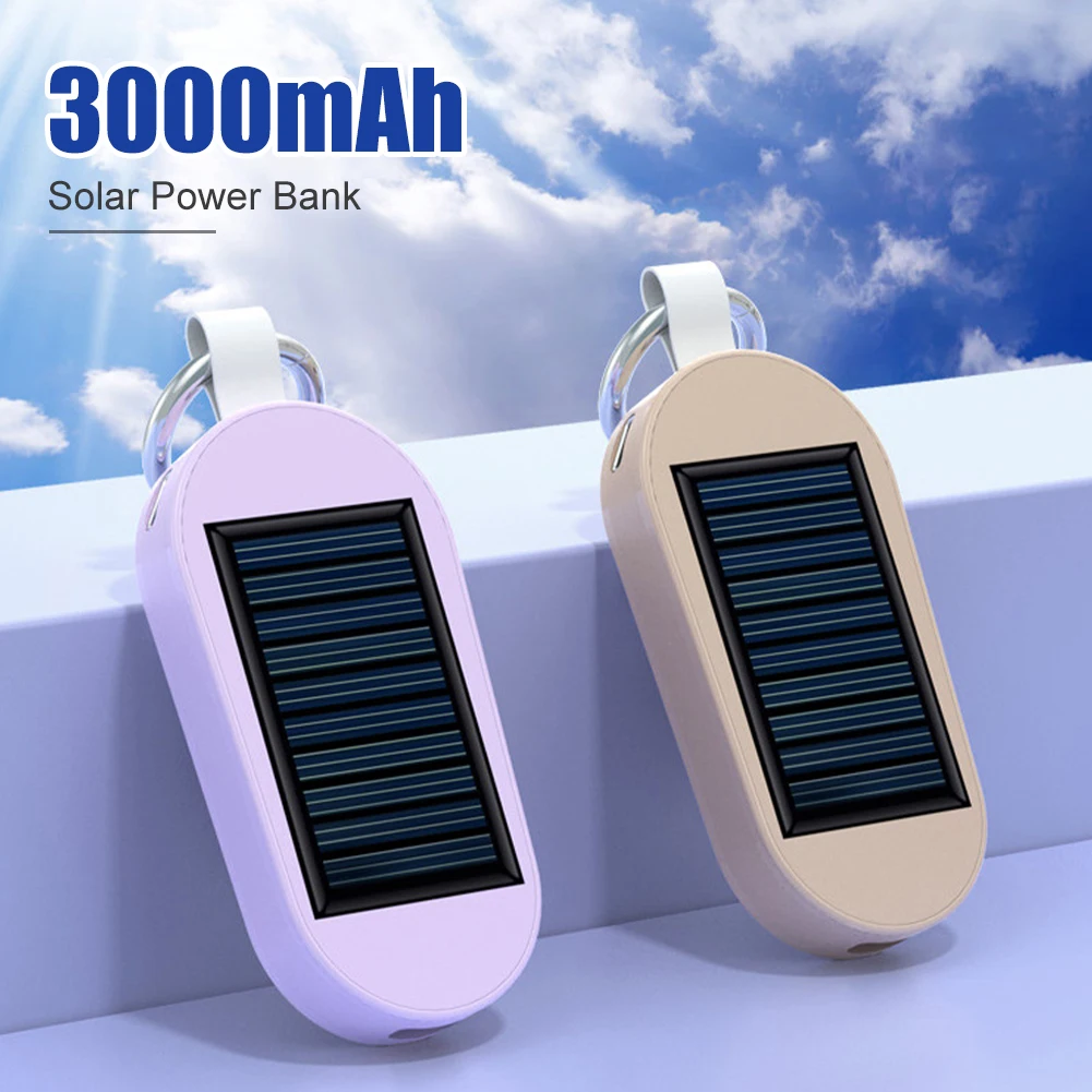 3000mAh Solar Power Bank Jump Starter( Fast Charging Type-C For iPhone Wireless Charger for External Power Bank Keychain