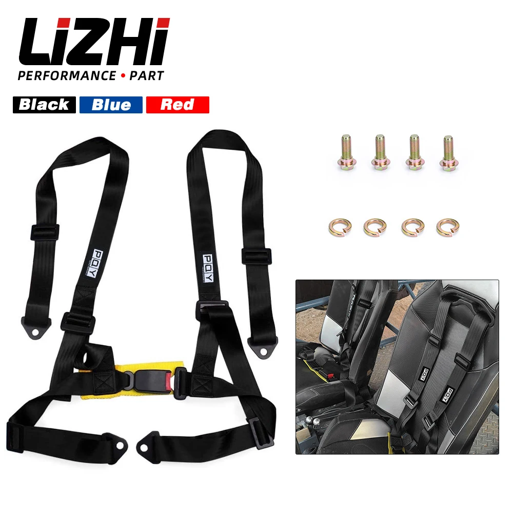 2" Universal 4PT 4 Point Racing Seat Belt Safety Harness For Racing Seat&Go-kart Seat Black/Blue/Red Car Accessories LZ-SHS01