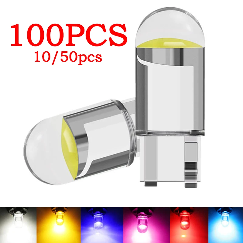 10/50/100pcs 194 W5W LED T10 LED Bulbs For Car Parking Position Lights Interior Map Dome Trunk Lights 12V White Auto Lamp 6000K