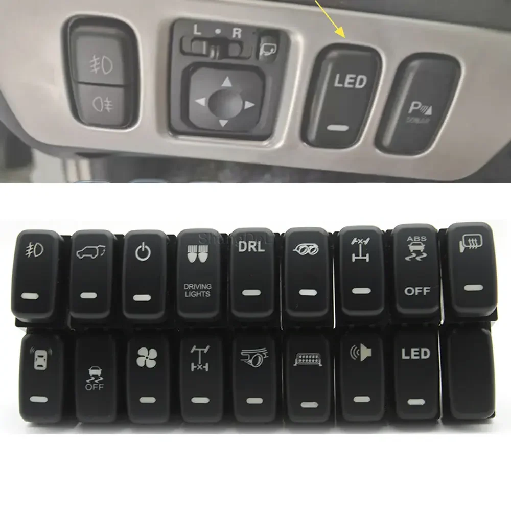 1Pc For Mitsubishi Pajero V73 V93 Lancer Outlander ASX L200 RED LED key switch fog light daytime running light DRL Switch Button