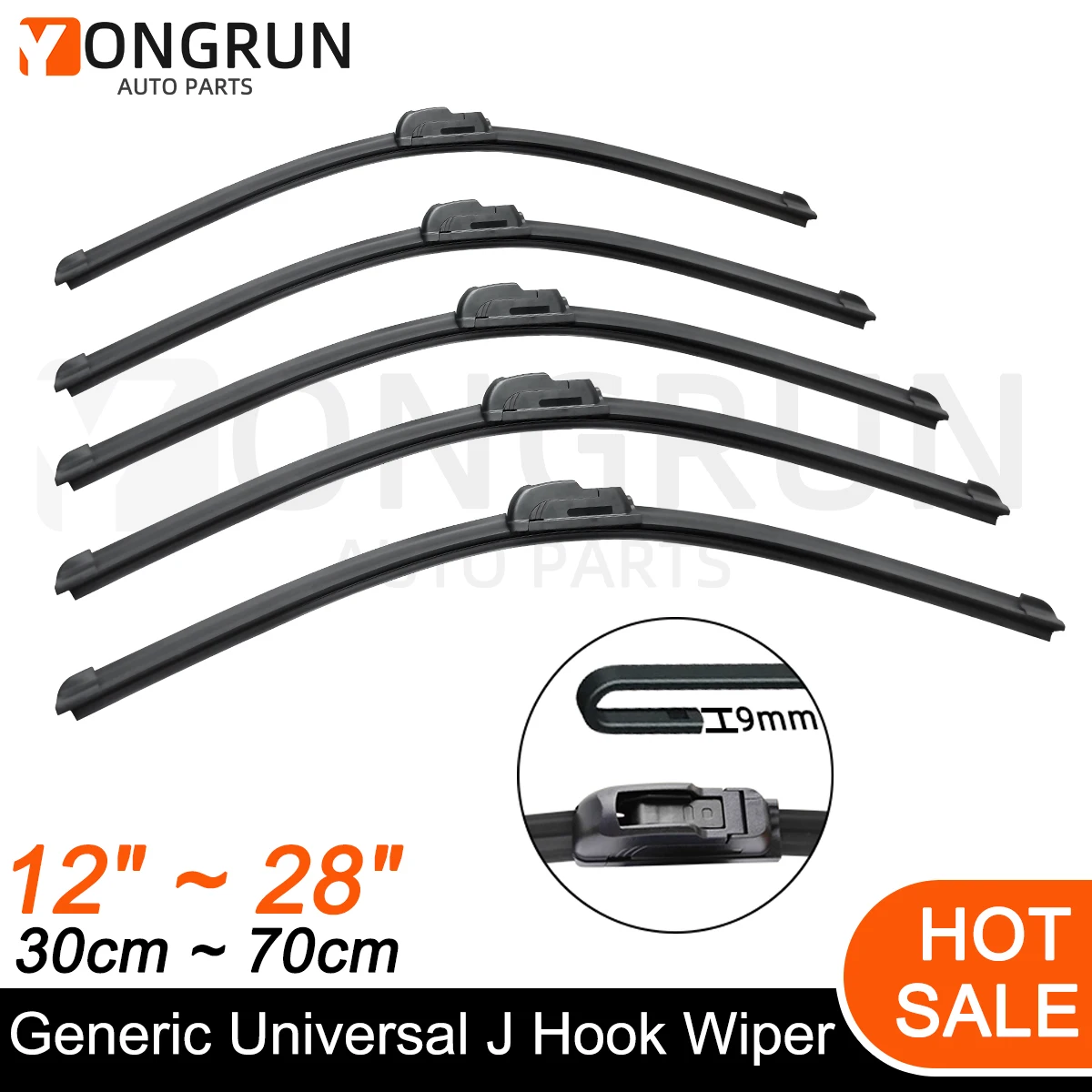 OEM Fit J Hook Universal Generic Front Wiper Blade Rubber 13" to 28" Car Windshield Windscreen Auto Accessories  18" 22" 24" 26"