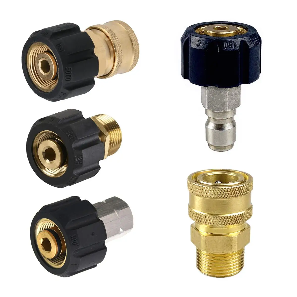 M22 14MM Swivel Quick Connect To 1/4" 3/8" M22 G1/4 Fitting Kit Connectors 4500 PSI High Pressure Washer Accessories