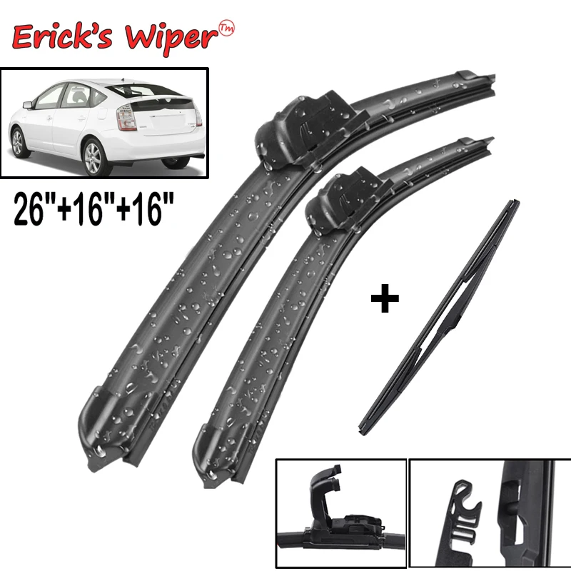 Erick's Wiper Front & Rear Wiper Blades Set Kit For Toyota Prius 2003 - 2009 Windshield Windscreen Window Brushes 26"+16"+16"