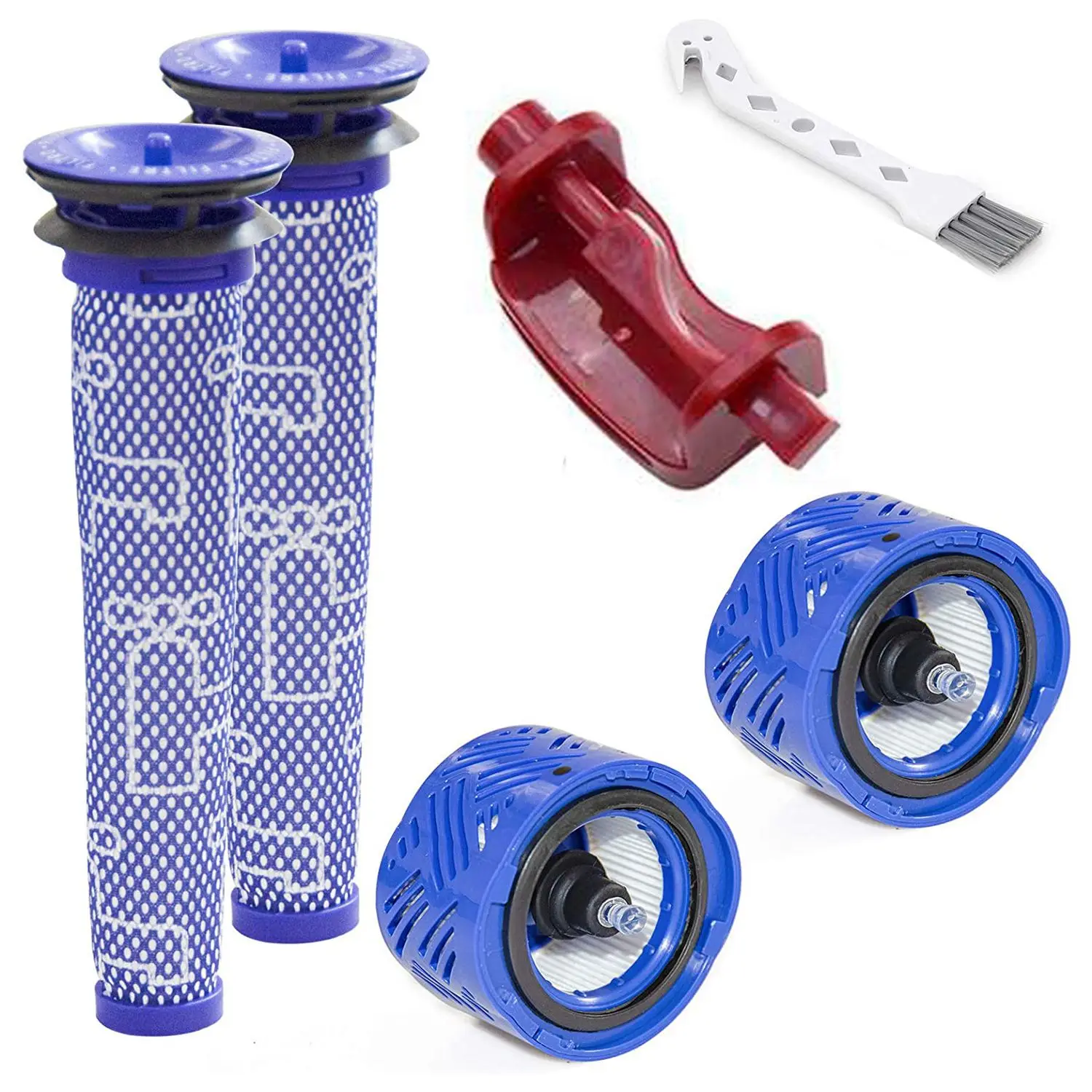 2 Pack Pre-Filters & 2 Pack Post-Filters Replacement Set Compatible for Dyson V6 Mattress Cordless Stick Vacuum Cleaner